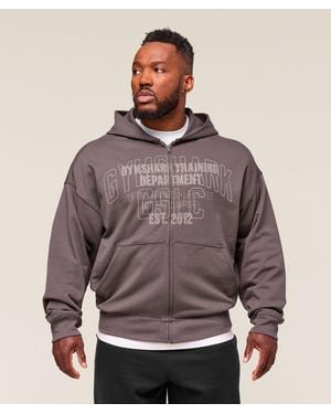 GYMSHARK Authentic Apparel Zip Up Hoodie - Brown