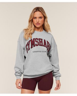 GYMSHARK Collegiate Graphic Crew Neck Pullover - Gray
