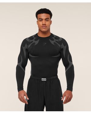 GYMSHARK Storm Seamless Long Sleeve T-Shirt - Black
