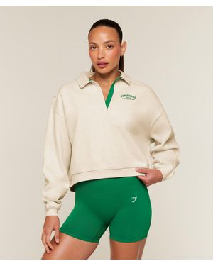GYMSHARK Cozy Campus Polo Sweatshirt - Green