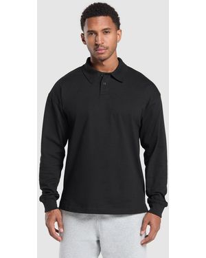 GYMSHARK Long Sleeve Polo - Black
