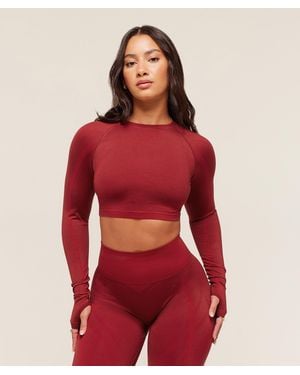 GYMSHARK X Analis Seamless Long Sleeve Crop Top - Red