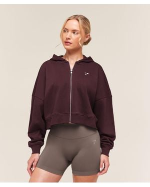 GYMSHARK Training Oversized Boxy Zip Through Hoodie - Purple
