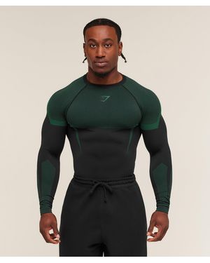 GYMSHARK Onyx 5.0 Seamless Long Sleeve T-Shirt - Green