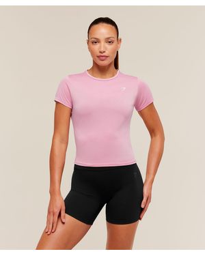 GYMSHARK Washed Pastel Baby Tee - Red
