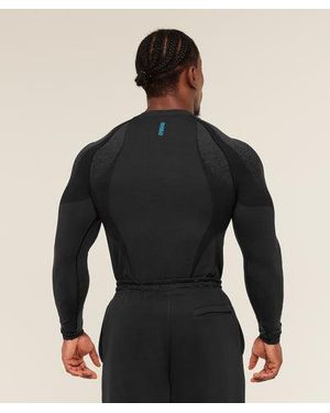 GYMSHARK Shadow Seamless Long Sleeve T-Shirt in Black for Men