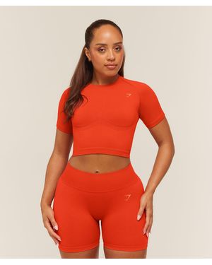 GYMSHARK Lift Seamless Short Sleeve Top - Red
