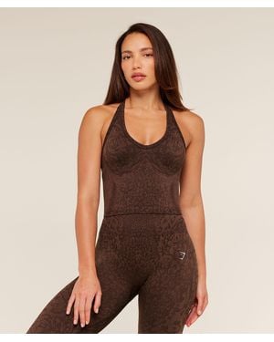 GYMSHARK Adapt Animal X Whitney Tank Top With Shelf - Brown