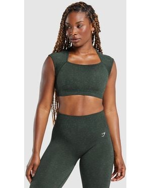 GYMSHARK Adapt Fleck Seamless Crop Top - Green