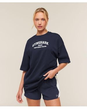 GYMSHARK Cosy Luxe Campus T-Shirt - Blue