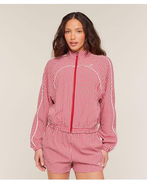 GYMSHARK Gingham Track Jacket - Pink