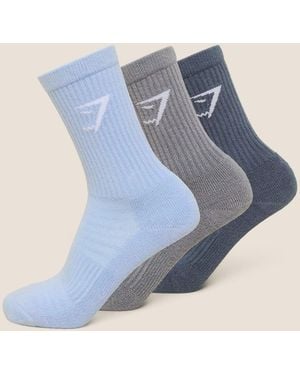 GYMSHARK Crew Socks 3Pk - Blue