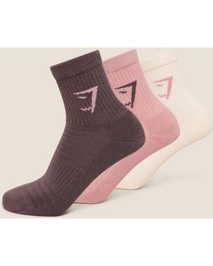 GYMSHARK Midi Socks 3Pk - Pink