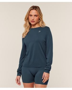 GYMSHARK Everyday Seamless Long Sleeve Top - Blue