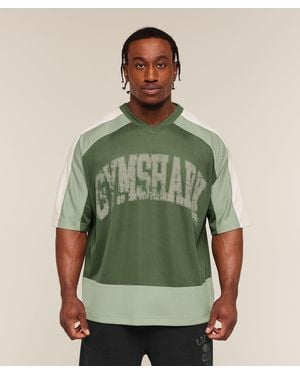GYMSHARK Collective Mesh Wordmark Jersey - Green