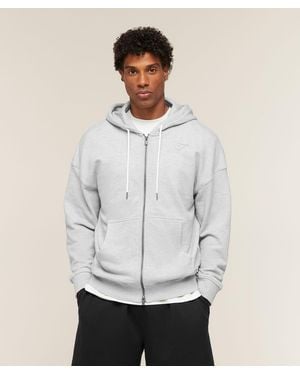 GYMSHARK Campus Crest Zip Through Hoodie - White