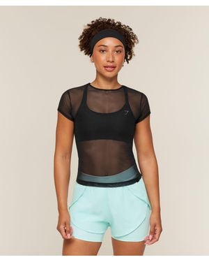 GYMSHARK Hybrid Mesh T-Shirt - Black