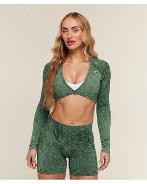 GYMSHARK Adapt Animal X Whitney Long Sleeve Crop Top - Green