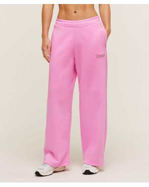 GYMSHARK Script Embroidery Wide Leg Pants - Pink