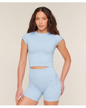 GYMSHARK Poise Crew Neck Short Sleeve Top - Blue