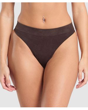 GYMSHARK Seamless High Leg Thong - Brown
