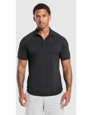 GYMSHARK Seamless Polo Shirt - Black