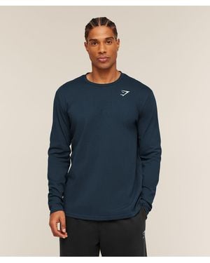GYMSHARK Crest Long Sleeve T-Shirt - Blue