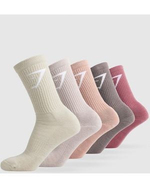 GYMSHARK Crew Socks 5Pk - Pink