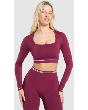 GYMSHARK Contrast Seamless Crop Top - Red