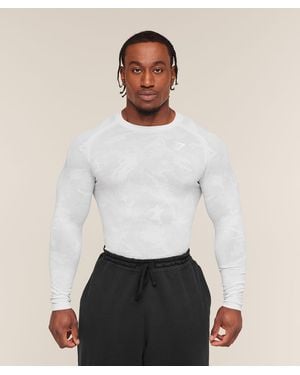 GYMSHARK Geo Seamless Long Sleeve T-Shirt - White