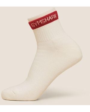 GYMSHARK Double Cuffed Socks Single - Natural