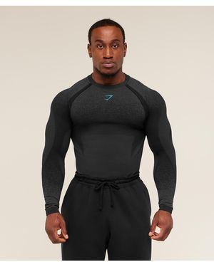 GYMSHARK Shadow Seamless Long Sleeve T-Shirt - Black