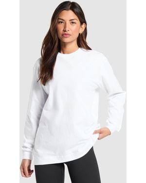 GYMSHARK Cotton Oversized Long Sleeve Top - White