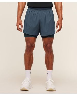 GYMSHARK Running 4" 2In1 Shorts - Blue