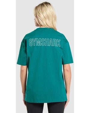 GYMSHARK Trace Graphic Oversized T-Shirt - Green