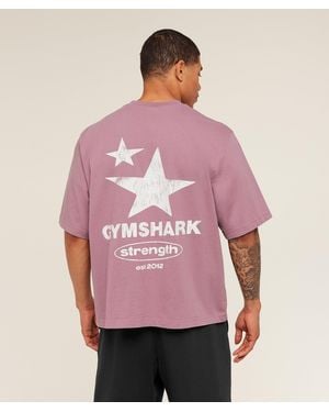 GYMSHARK Strength Stars Washed Graphic T-Shirt - Pink
