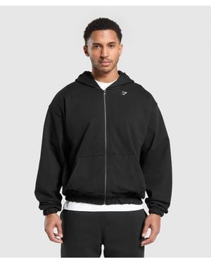 GYMSHARK Rest Day Essentials Zip Hoodie - Black