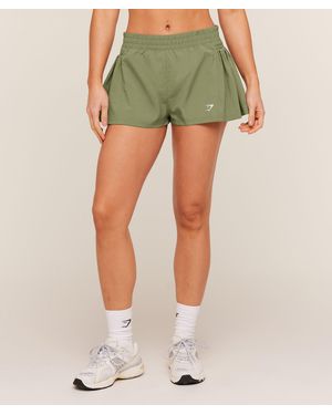 GYMSHARK Flutter Woven Shorts - Green