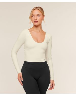 GYMSHARK Crossover Back Long Sleeve Top - Natural