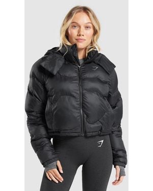 GYMSHARK Hull Midi Puffer Jacket - Black