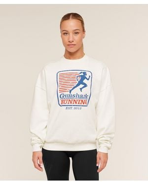 GYMSHARK Run Club Graphic Sweatshirt - White