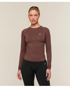 GYMSHARK Training Ruche Long Sleeve Top - Purple