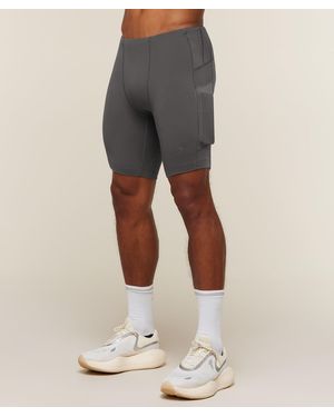 GYMSHARK Running Elite 7 Pocket Half Tights - Grey
