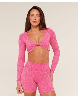 GYMSHARK Adapt Animal X Whitney Long Sleeve Crop Top - Pink