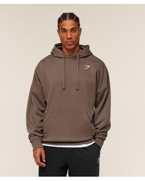 GYMSHARK Crest Oversized Hoodie - Brown