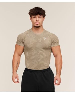 GYMSHARK Geo Seamless T-Shirt - Natural
