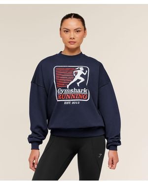 GYMSHARK Run Club Graphic Sweatshirt - Blue