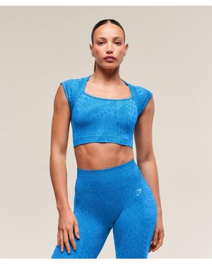 GYMSHARK Adapt X Whitney Animal Seamless Crop Top - Blue