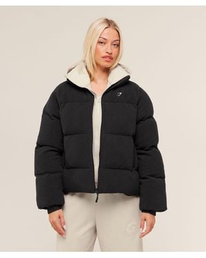 GYMSHARK Sherpa Puffer Jacket - Black