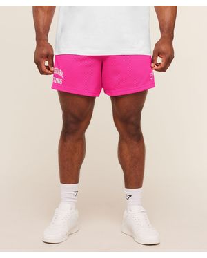 GYMSHARK Lifting Mesh 5" Shorts - Pink